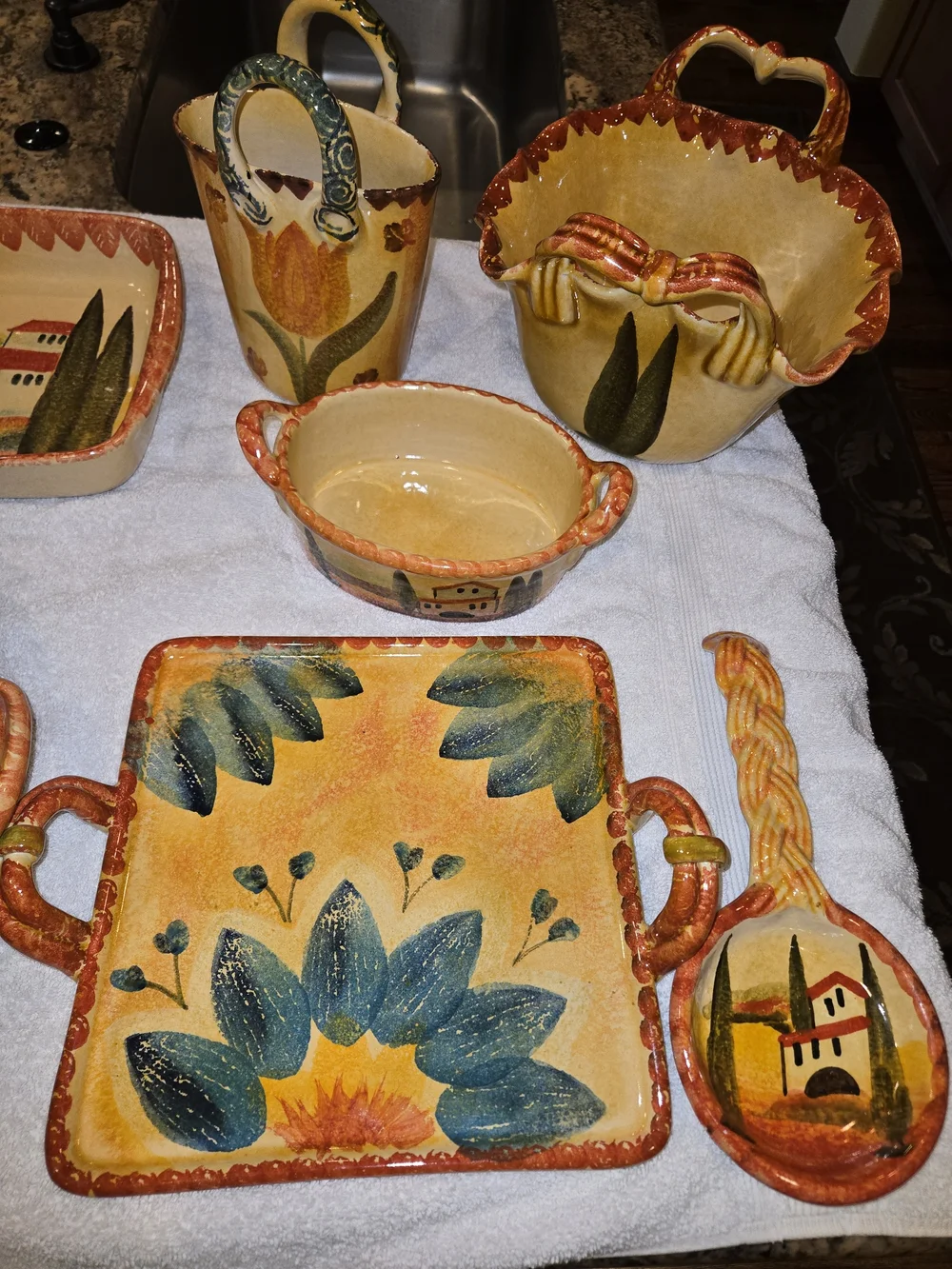 Vintage Italica ARS Italy Tuscan Village Pottery Serving Set 9pc -  NWOT